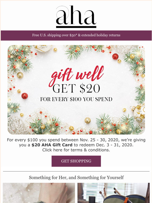 Get $20 for every $100 you spend!