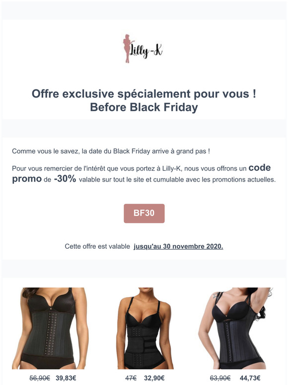 Hello, profitez de -30% sur tout le site. Black Friday.