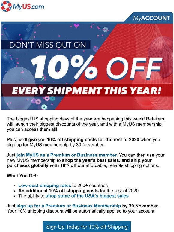 There's Still Time to Get 10% off ALL Shipments for the Rest of 2020