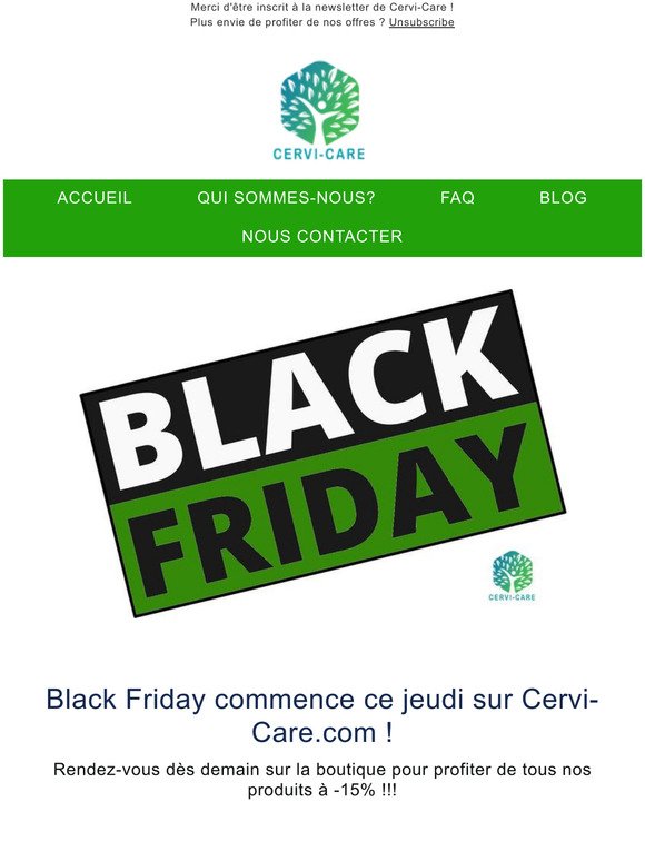 Black Friday commence ce jeudi sur Cervi-Care.com !