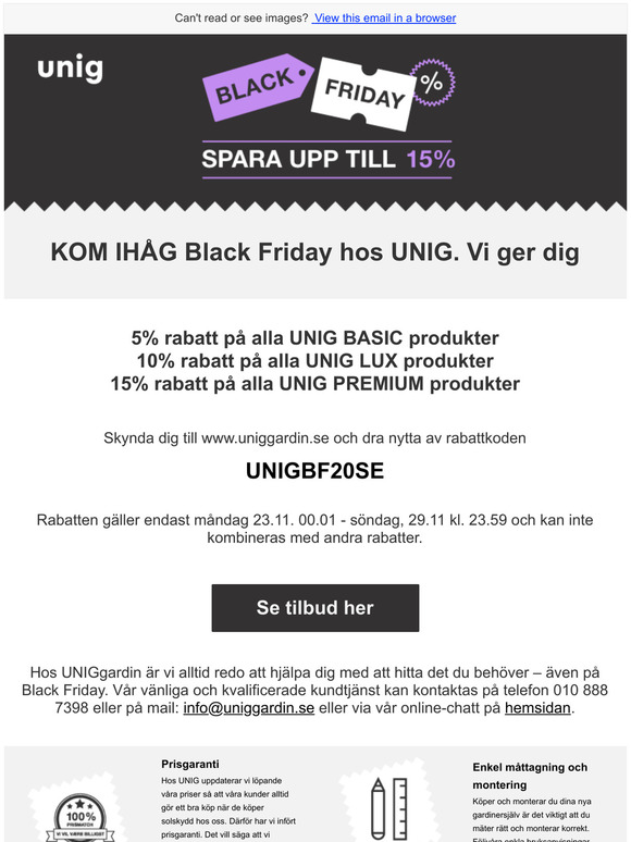 KOM IHÅG Black Friday hos UNIG