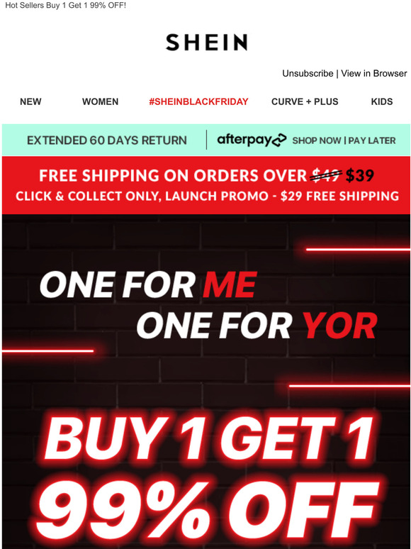 Shein: Prices Got Even Lower-buy 1 Get 1 99% Off!! 