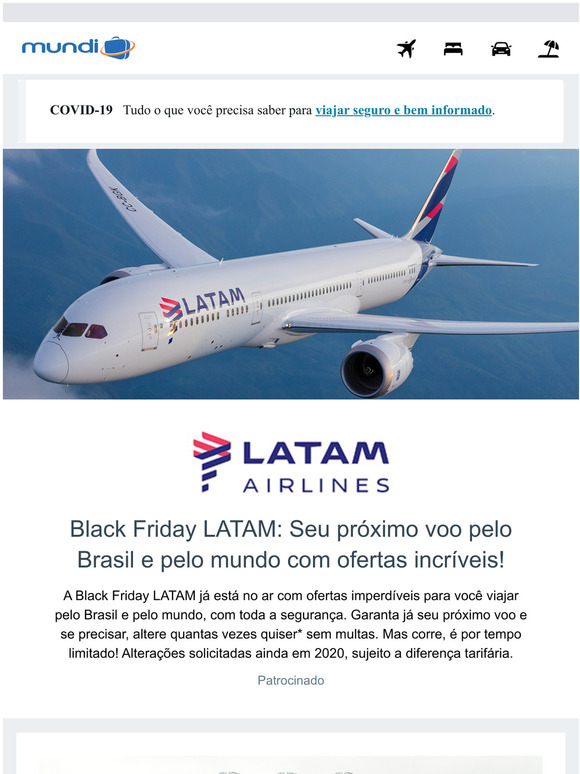 Black Friday LATAM: Seu próximo voo pelo Brasil e pelo mundo com ofertas incríveis!