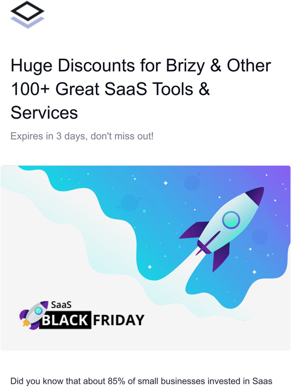 Brizy is part of 100+ Great SaaS Tools that have great Black Friday deals for you
