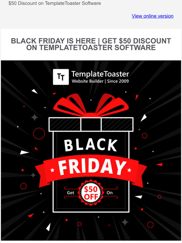 $50 Black Friday Discount on TemplateToaster Software