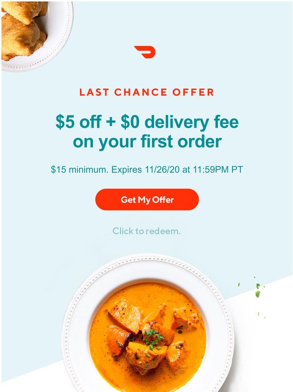 -off + $0 delivery fee ends tonight