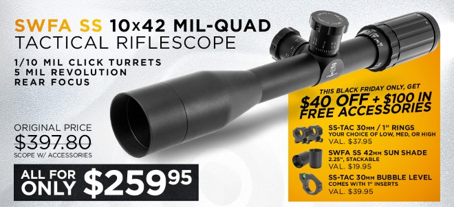 Riflescopes Com Swfa Black Friday Is Live Countless Savings 10 Off Storewide More Milled