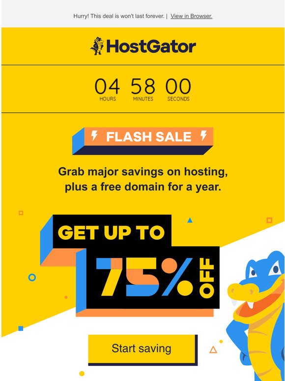 Flash Sale! Up to 75% off web hosting