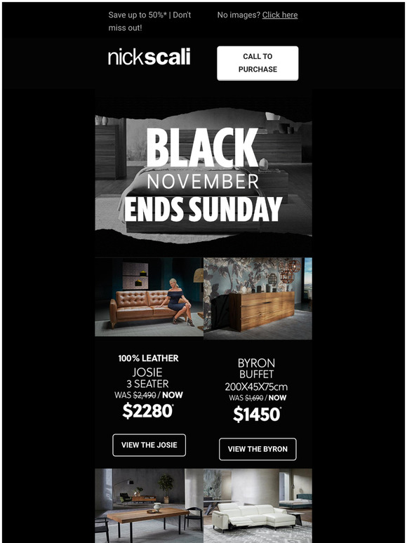 Nick Scali Online BLACK NOVEMBER SALE Ends Sunday Milled