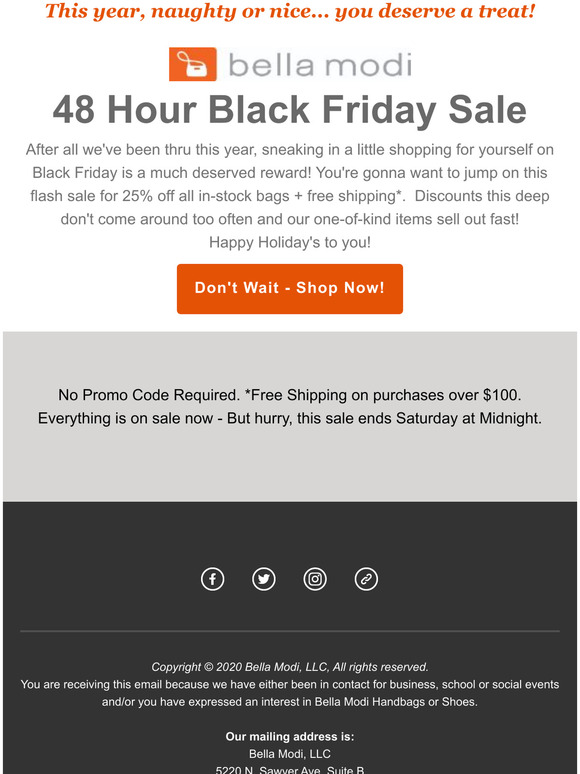Reward yourself with 25% off all in stock bags