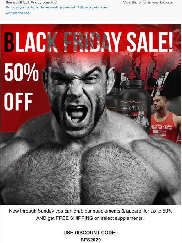 Black Friday Starts NOW! Up to 50% off supplements & apparel!
