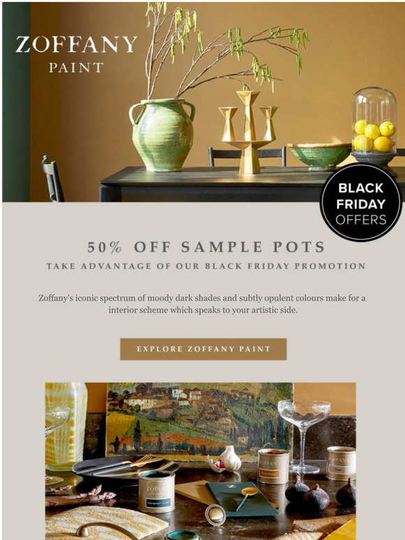Zoffany Paint Sample Pots 50% off - Black Friday 2020