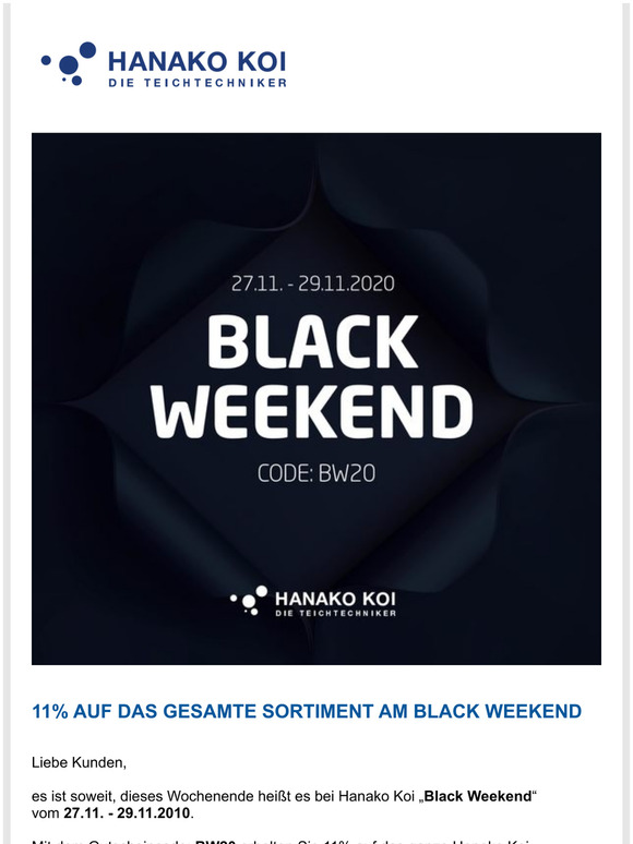 Black Weekend 2020 & Angebote - Es ist so weit - Hanako Koi