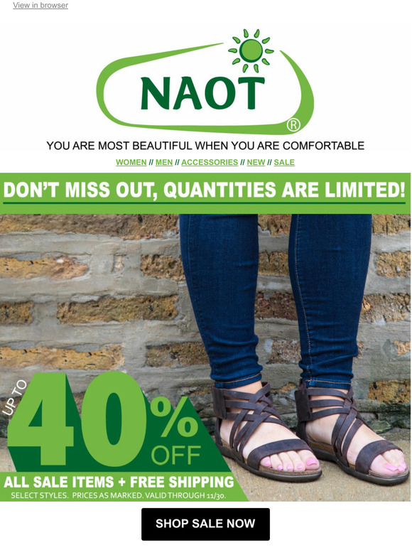 Naot coupon Clearance