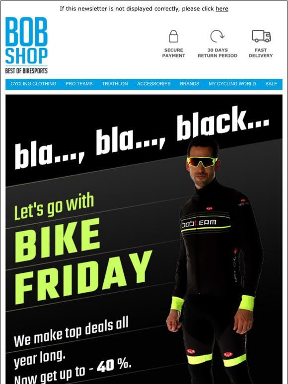 It's BIKE FRIDAY! Only today FREE SHIPPING & sensational OFFERS with up to -40 % discount!