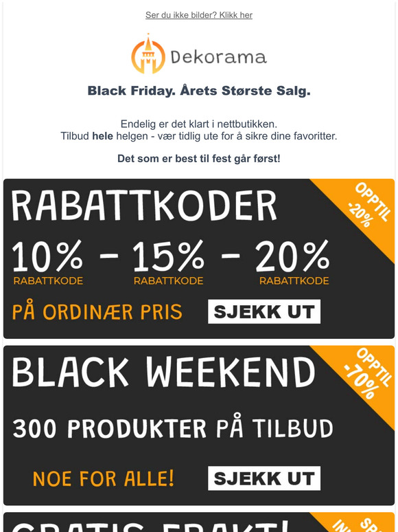 FinaleSalg 🔥 Opptil 70% Hele Helgen 🔥 TRE Forskjelllige BLACK FRIDAY Rabattkoder
