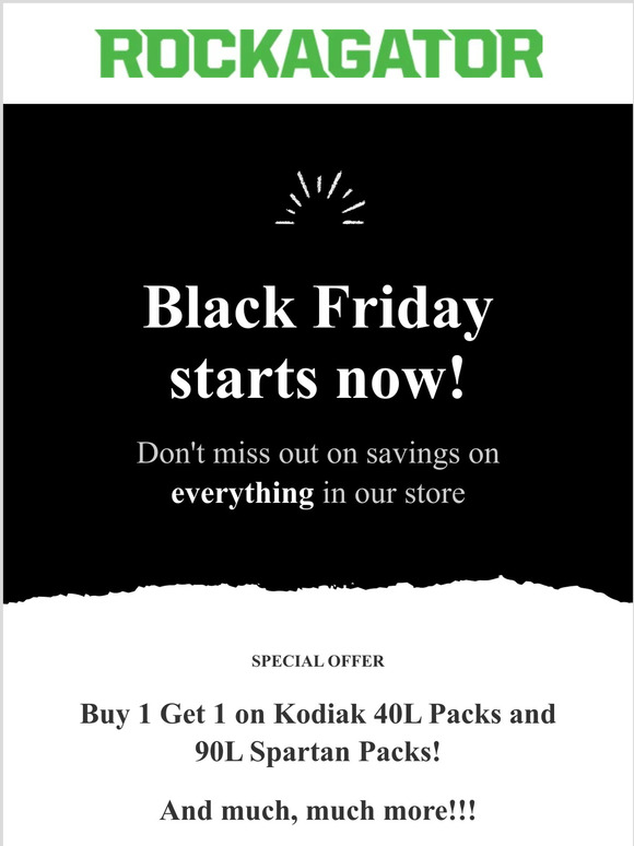 Buy 1 Get 1 Rockagator Black Friday!