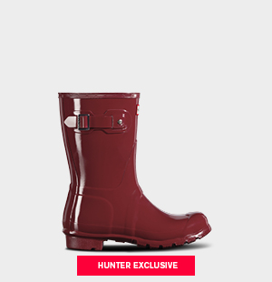 hunter boots autumn stone red