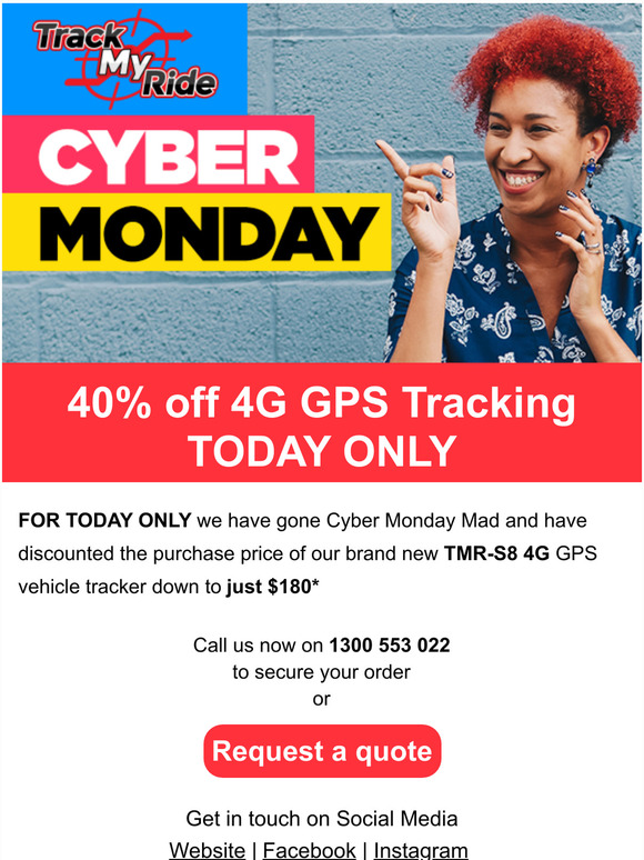 Track My Ride - 40% off 4G GPS Tracking - CYBER MONDAY