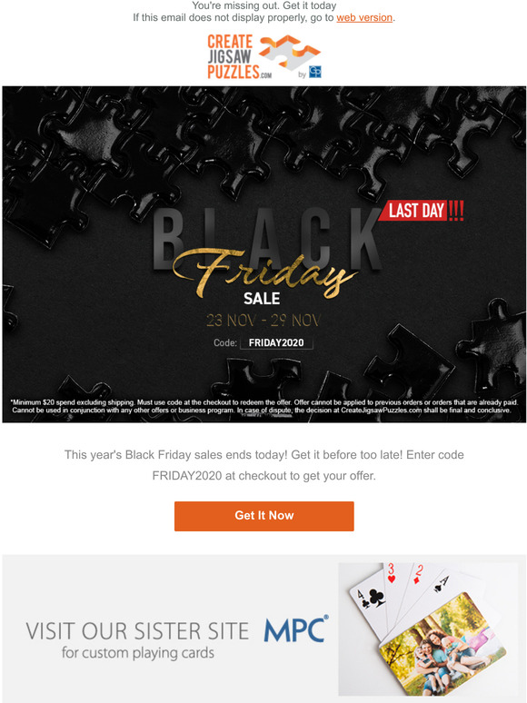 Last chance on Black Friday Puzzle Sale (use FRIDAY2020)