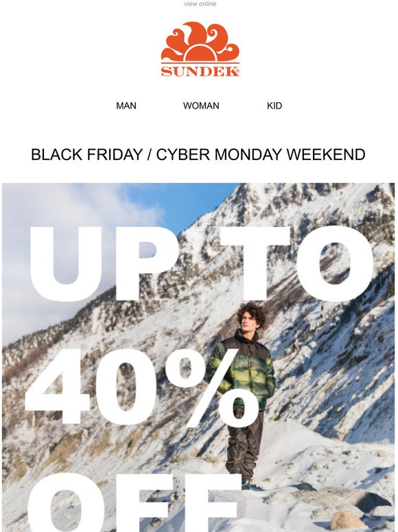 SUNDEK | Black Friday / Cyber Monday: 40% off on selected winter items