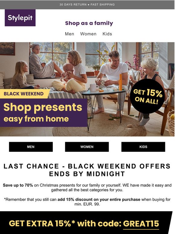 Black Weekend save up till 70% 🖤 Get 15% extra with vouchercode 🤩