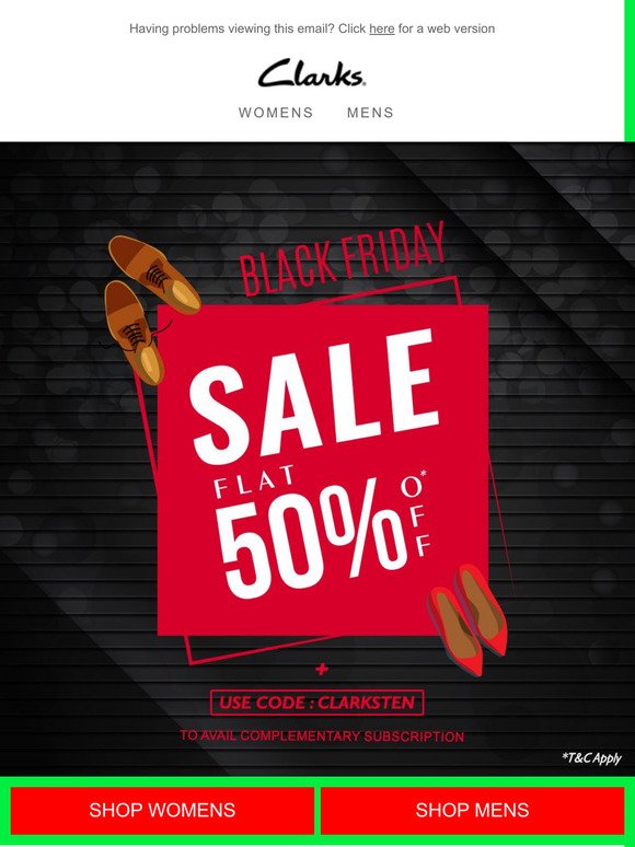 Clarks Shoes- (CPS): FLAT 50% OFF | END 
