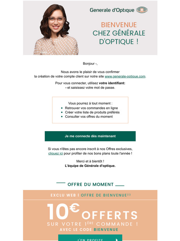 ﻿Création de votre compte Générale d'Optique.
