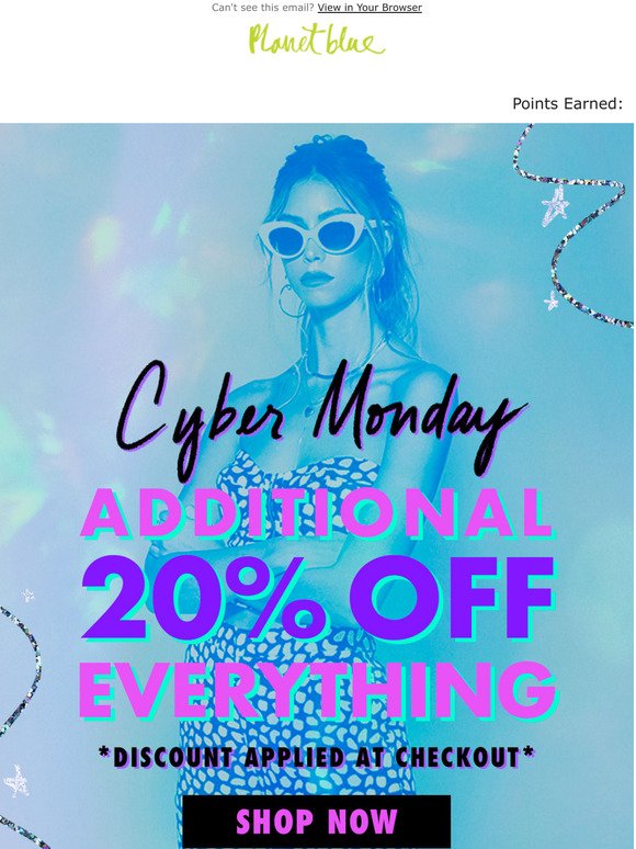 Everything 60-80% Off + Additional 20% Off for Cyber Monday!