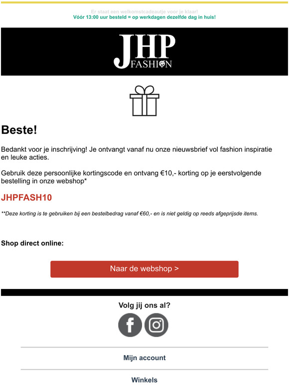 Welkom bij JHP Fashion!