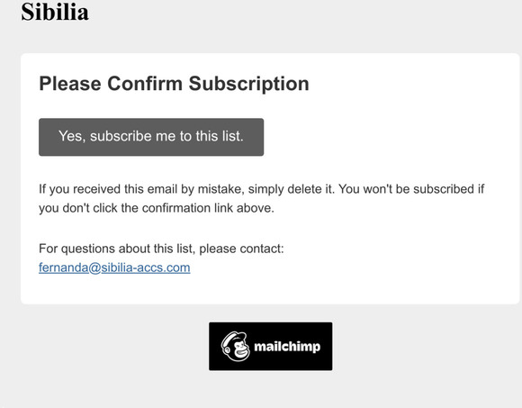 Sibilia: Please Confirm Subscription