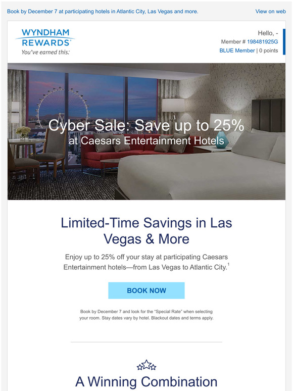 Save up to 25% at Caesars Entertainment Hotels