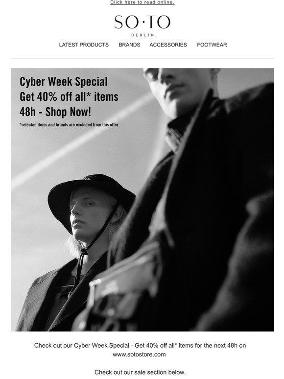 Cyber Week Special| Get 40% off all* sale items for 48h