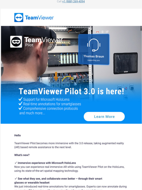 TeamViewer EMEA & APAC Pilot 3.0 Discover the next level of immersive