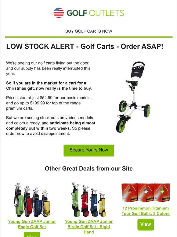 Golf Carts - Sell Out Alert - Order ASAP!