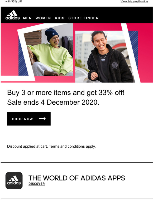 adidas buy 3 33 off