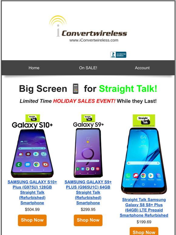 -Check out this 🎄LIMITED TIME HOLIDAY SALE💰 (up to 66% off) on BIG SCREEN 📱 Phones for Straight Talk!