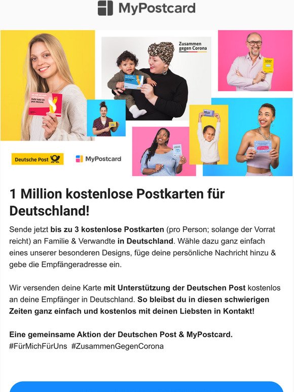 1 Million kostenlose Postkarten für Deutschland!