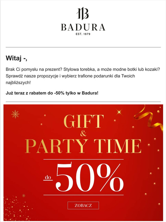 Gift & Party Time! 🌠 Rabaty do -50% w Badura!