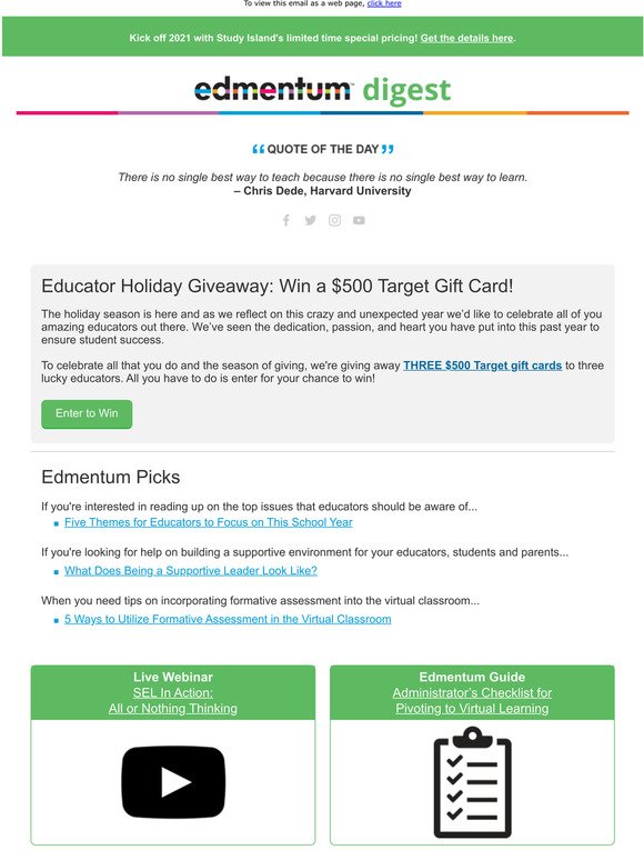 [December Digest] Educator Holiday Giveaway, Virtual Formative Assessment, SEL Tools, and More!