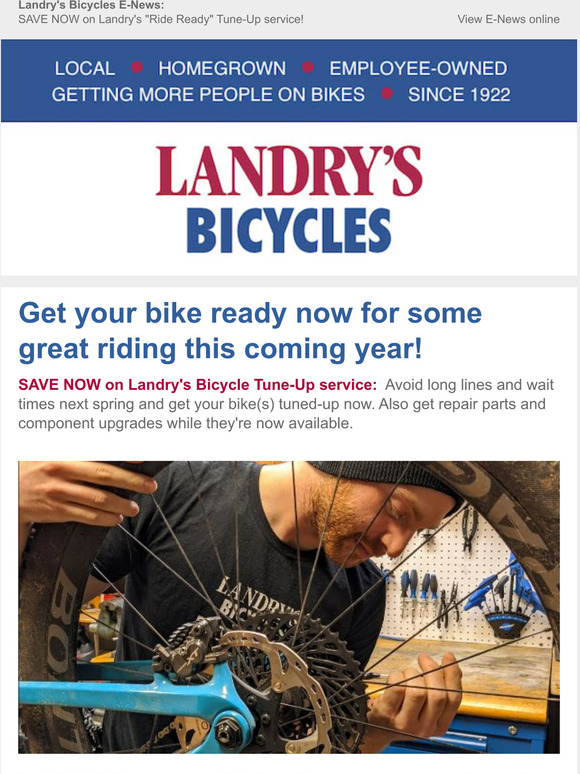 Landry's Bicycles SAVE NOW on Landry's "Ride Ready" TuneUp service