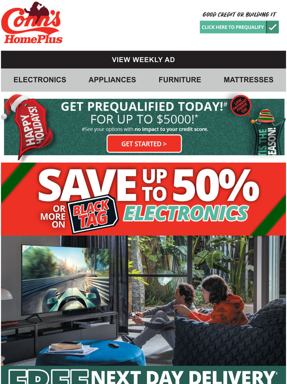 Conns Free Next Day Delivery on All 75" TVs! Milled