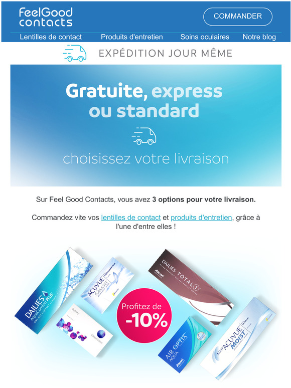 Une livraison gratuite et 10% de réduction sur vos lentilles ?