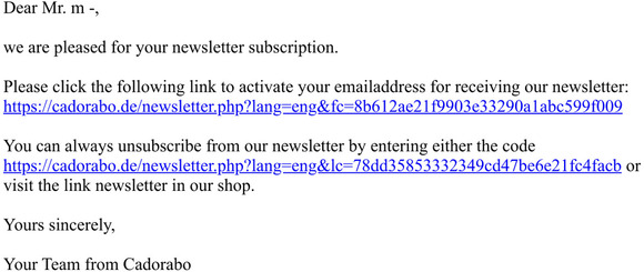 Your Newsletter Activation Key from Cadorabo