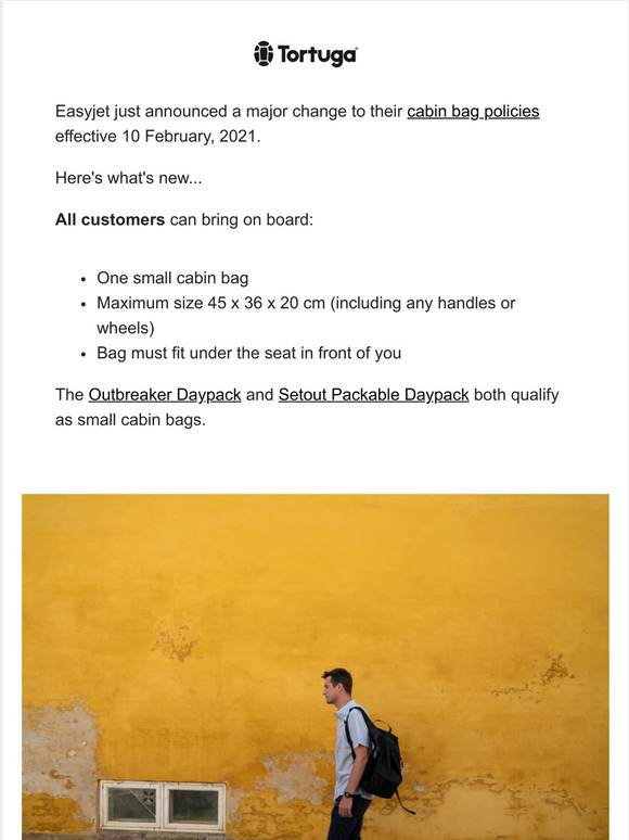 Tortuga Easyjet's new cabin bag rules Milled