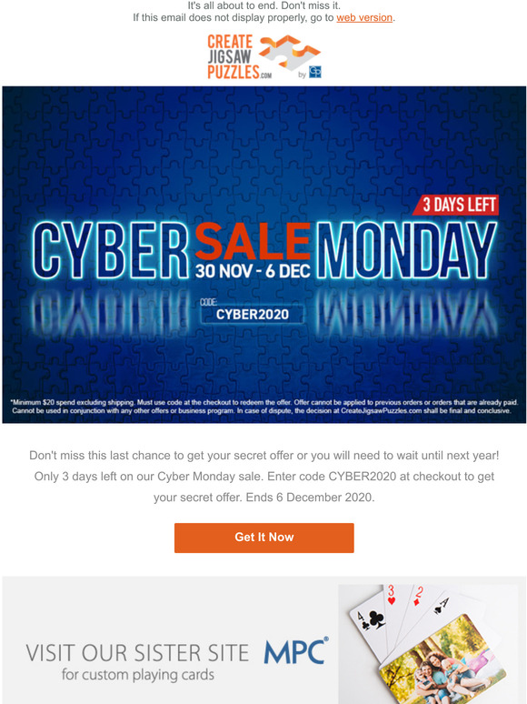 Cyber Monday Puzzle Sale ends soon (CYBER2020 at checkout)