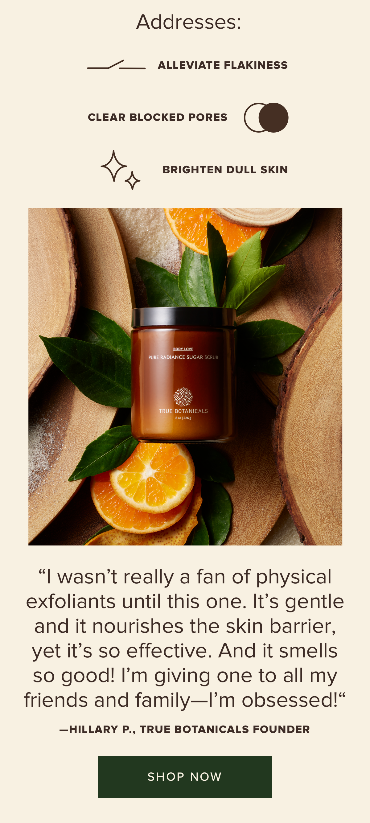 true botanicals pure radiance sugar scrub