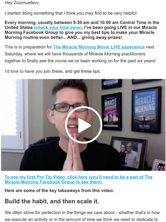 ☀️ I'm Going LIVE Today in the Miracle Morning Community!