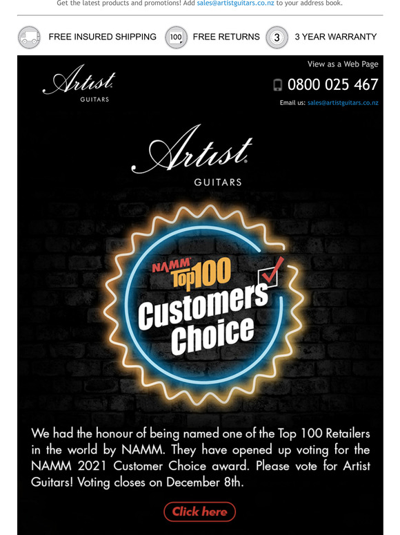🏆 NAMM Top 100 - Customer Choice Award