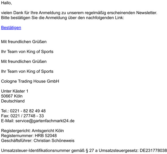 Bitte bestätigen Sie Ihre Newsletter-Anmeldung
